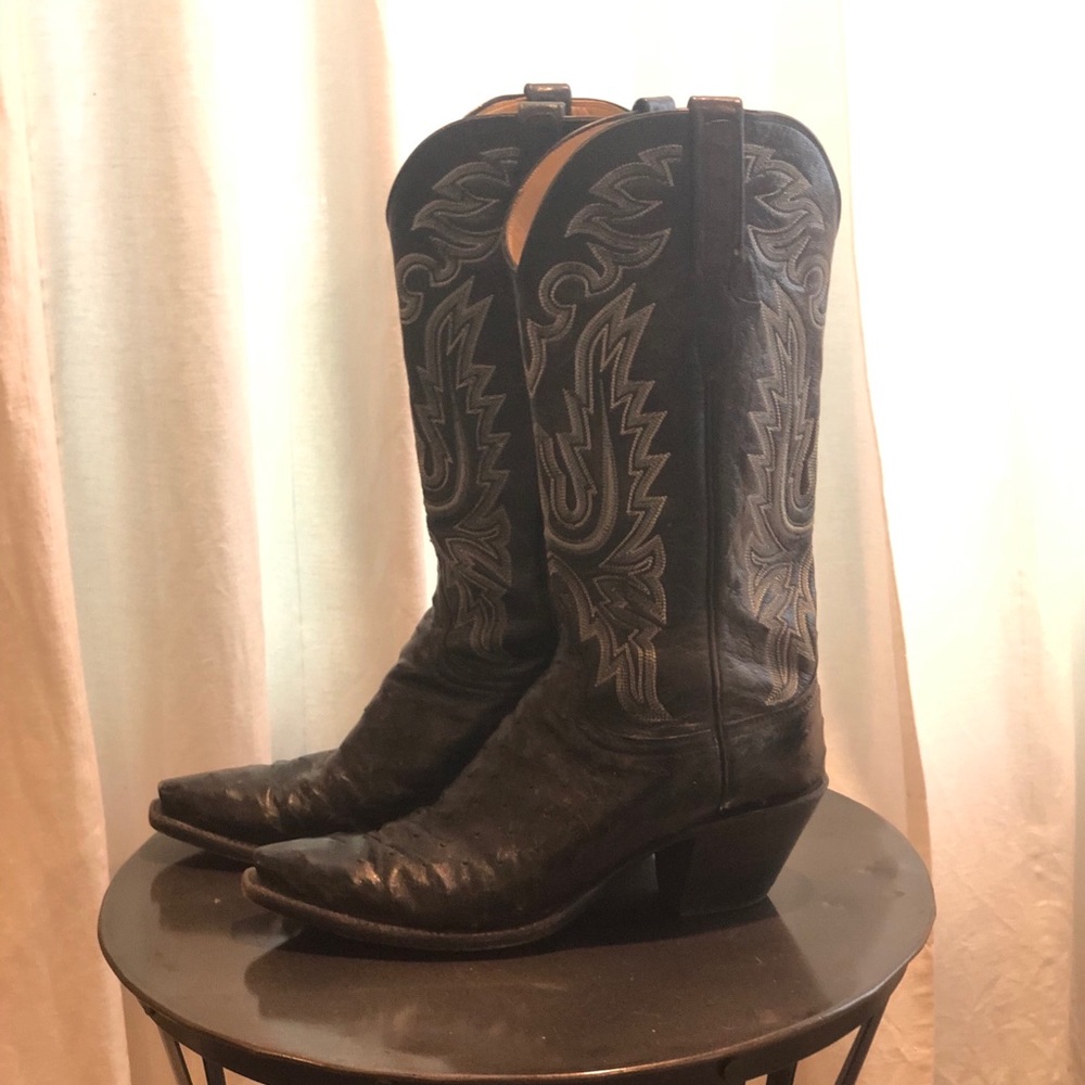 Black Ostrich Lucchese Boots